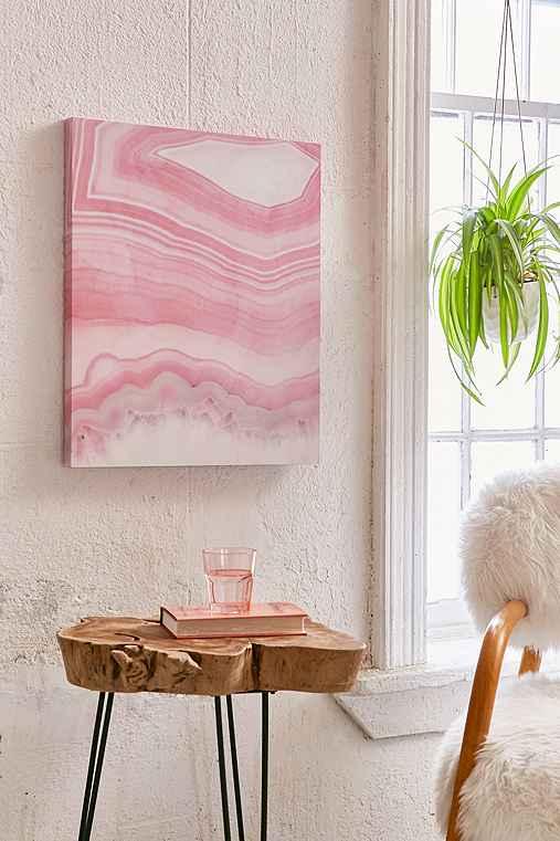 Urban Outfitters Emanuela Carratoni For Deny Sweet Pink Agate Canvas Wall Art,pink,20x24