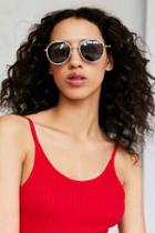 Urban Outfitters Slim Round Brow Bar Sunglasses,gold,one Size