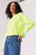 Urban Outfitters Bdg Brittany Distressed Sweatshirt,yellow,s