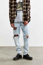 Urban Outfitters Bdg Destroyed Chalk Wash Slim Jean,light Blue,36/32