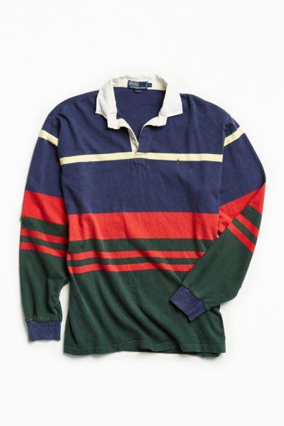 Urban Outfitters Vintage Vintage Polo By Ralph Lauren Navy Multi Rugby Shirt