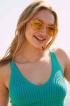 Urban Outfitters Costa Translucent Aviator Sunglasses,yellow,one Size