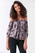 Urban Outfitters Truly Madly Deeply Bardot Off-the-shoulder Top,black Multi,m