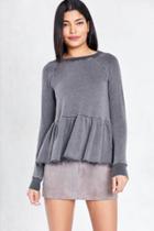 Urban Outfitters Truly Madly Deeply Clean Sweep Long-sleeve Peplum Tee