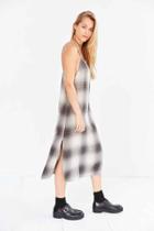 Urban Outfitters Silence + Noise Paige Plaid Midi Slip Dress,grey Multi,m