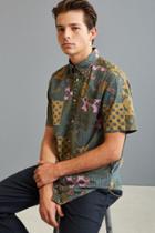 Urban Outfitters Uo Patchwork Paisley Short Sleeve Button-down Shirt