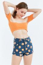 Urban Outfitters Bdg Pinup Rolled Hem High-rise Short - Navy Oranges