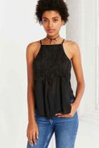 Urban Outfitters Kimchi Blue Emery Lace Overlay High-neck Cami,black,xs