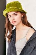 Urban Outfitters Velvet Bucket Hat,green,one Size