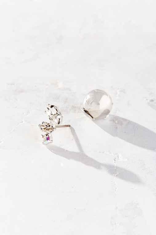 Urban Outfitters Mayu Rhinestone Front/back Earring,silver,one Size