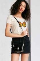 Urban Outfitters Vegan Patent Leather Studded Crossbody Bag,black,one Size