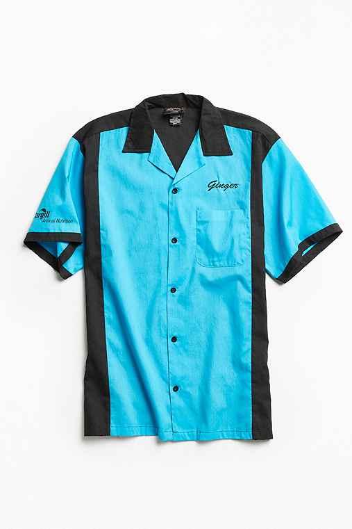 Urban Outfitters Vintage Flying Pins Bowling Shirt,black,l/xl