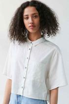 Urban Outfitters Silence + Noise Cropped Button-down Blouse,ivory,l