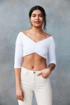 Urban Outfitters Kimchi Blue Don't Get It Twisted Cropped Top,white,l