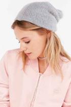 Urban Outfitters Slouchy Fuzz Ribbed Beanie,grey,one Size