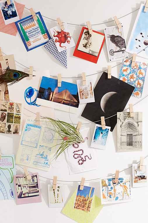 Urban Outfitters Clothespin Photo Clips String Set,cream,one Size