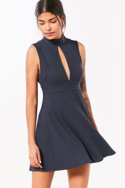 Urban Outfitters Silence + Noise Danni Keyhole Mock Neck Mini Dress