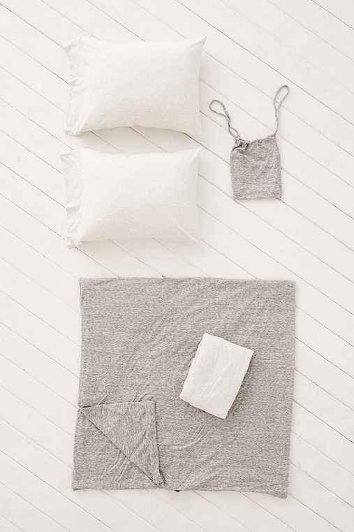 Urban Outfitters T-shirt Heathered Jersey Duvet Snooze Set,grey,full/queen