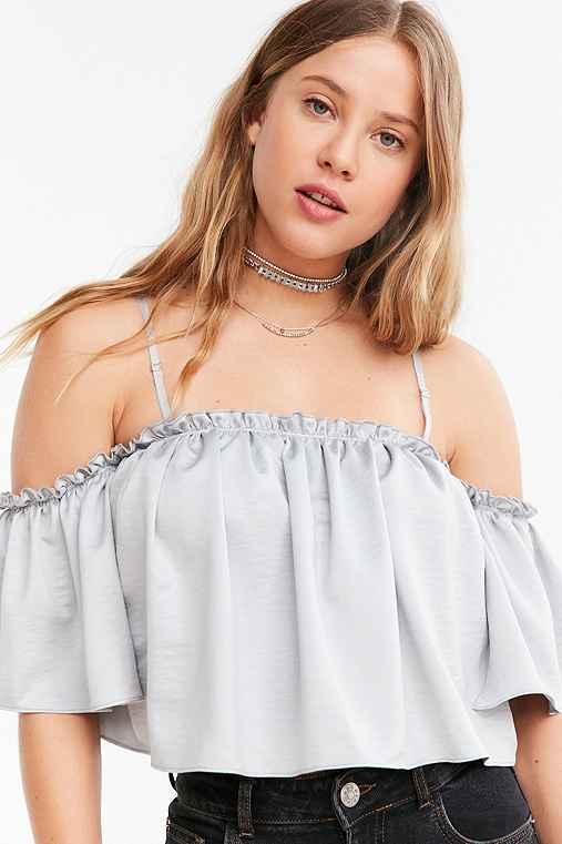 Urban Outfitters Kimchi Blue Penelope Cold-shoulder Top,grey,xs