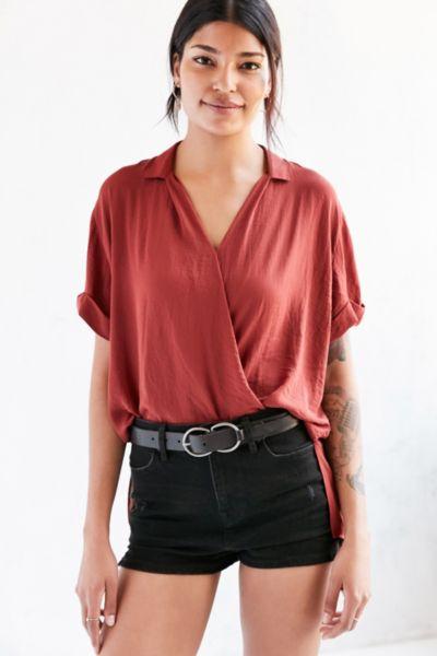 Silence + Noise High/low Surplice Tee Blouse