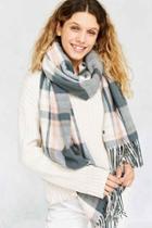Urban Outfitters Plaid Blanket Scarf,ivory,one Size