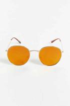 Urban Outfitters Metal Flat Lens Round Sunglasses,gold,one Size