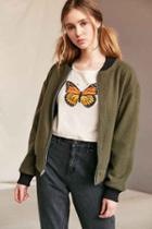 Urban Outfitters Urban Renewal Remade Cozy Bomber Jacket,green,xs