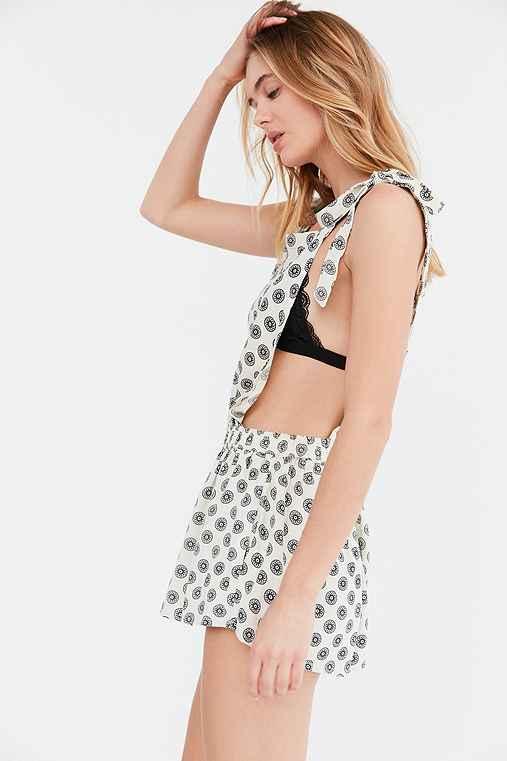 Urban Outfitters Cleobella Ashford Open-side Printed Romper,ivory,m