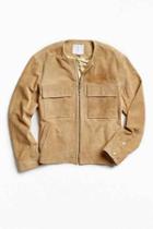Urban Outfitters Uo Collarless Suede Jacket,brown,xl
