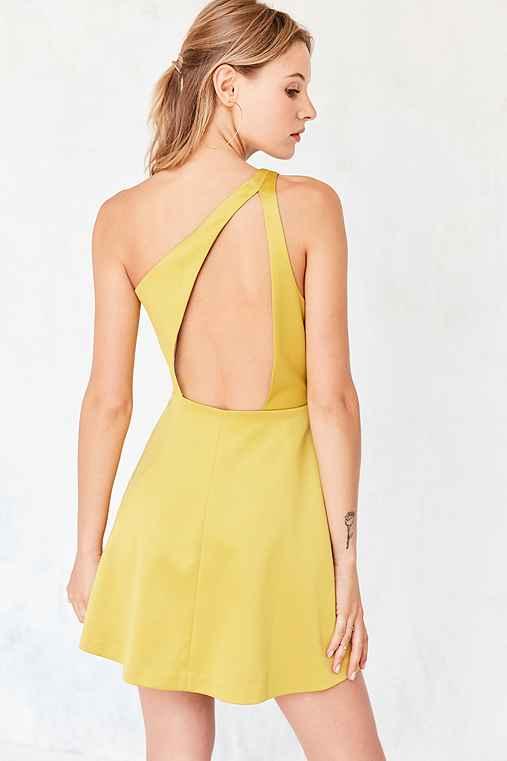 Urban Outfitters Silence + Noise Sunbeam One-shoulder Mini Dress,mustard,2