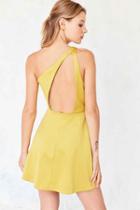Urban Outfitters Silence + Noise Sunbeam One-shoulder Mini Dress,mustard,2