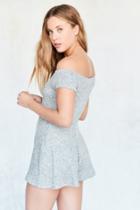 Silence + Noise Cozy Textured Knit Off-the-shoulder Romper