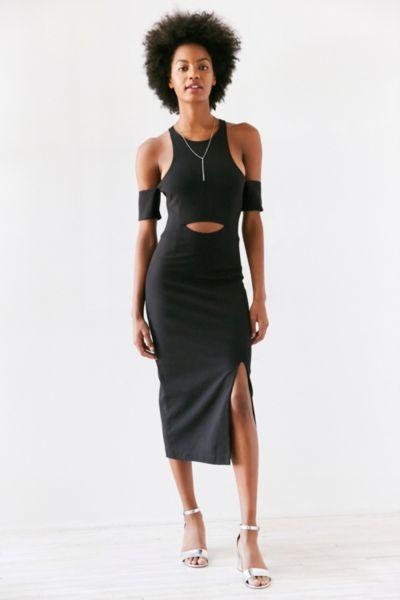 Finders Keepers Leon Cutout Cold Shoulder Bodycon Midi Dress