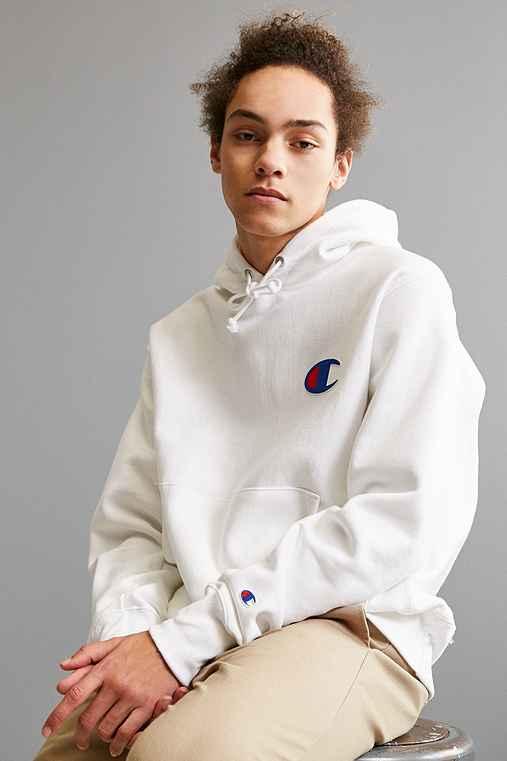 Urban Outfitters Champion Reverse Weave Big C Hoodie Sweatshirt,white,s