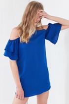 Urban Outfitters Cooperative Ruffle Cold-shoulder Linen Dress
