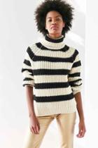 Urban Outfitters Bdg Aria Striped Turtleneck Sweater,black & White,xs