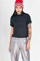 Urban Outfitters Silence + Noise Woven Pocket Tee,black,m