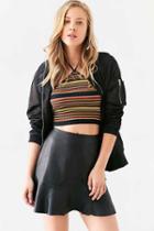 Urban Outfitters Kimchi Blue Flounce Leather Mini Skirt,black,2