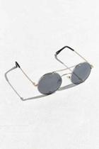 Urban Outfitters Metal Brow Round Sunglasses,silver,one Size