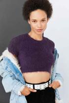 Urban Outfitters Kimchi Blue Fuzzy Cropped Tee,lilac,s