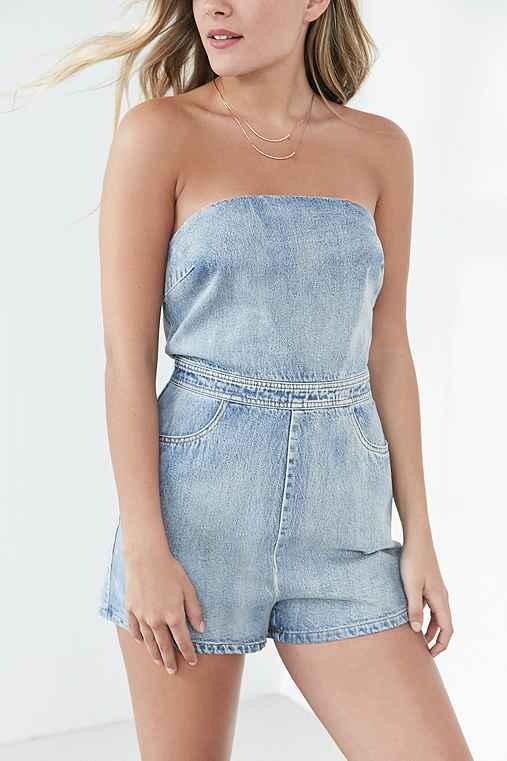 Urban Outfitters Bdg Strapless Denim Romper,indigo,xs