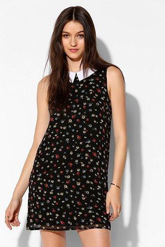 Coincidence & Chance Collared Chiffon Sleeveless Shift Dress