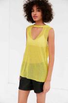 Urban Outfitters Truly Madly Deeply Mesh V-neck Tank Top,yellow,m