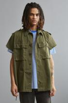 Urban Outfitters Vintage Military Side Zip Cap Sleeve Button-down Shirt