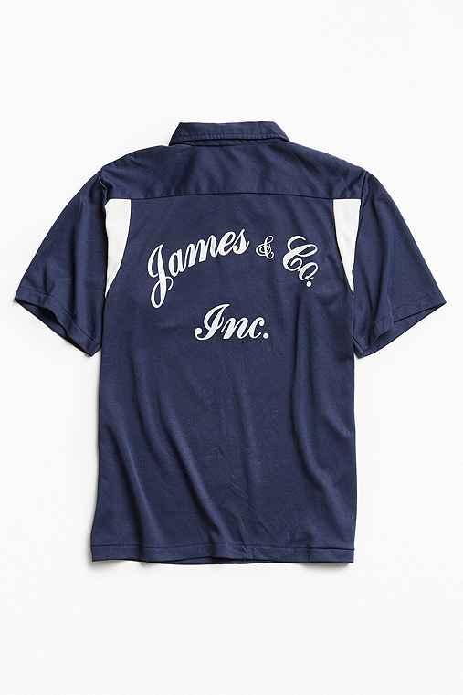 Urban Outfitters Vintage James & Co. Bowling Shirt,blue,s/m