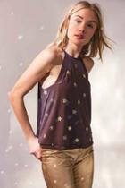 Urban Outfitters Ecote Phoebe Mesh Inset High Neck Tank Top,brown Multi,s