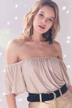 Urban Outfitters Ecote Bianca Shimmer Off-the-shoulder Top,beige,l