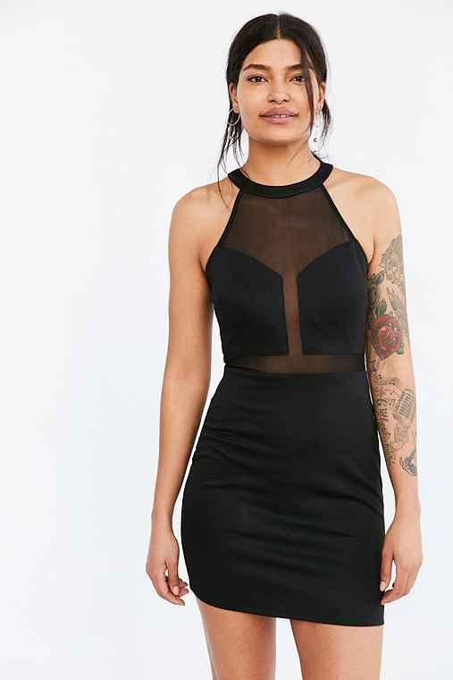 Urban Outfitters Silence + Noise Sweetheart Mesh Mini Dress,black,xs