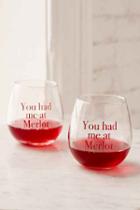 Urban Outfitters You Had Me At Merlot Stemless Wine Glasses Set,maroon,one Size