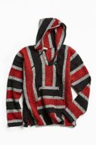 Urban Outfitters Vintage Black + Red Woven Pullover Hoodie Sweatshirt